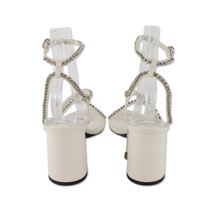 3.1 Phillip Lim White Leather Sandals with Crystal Embellished Straps