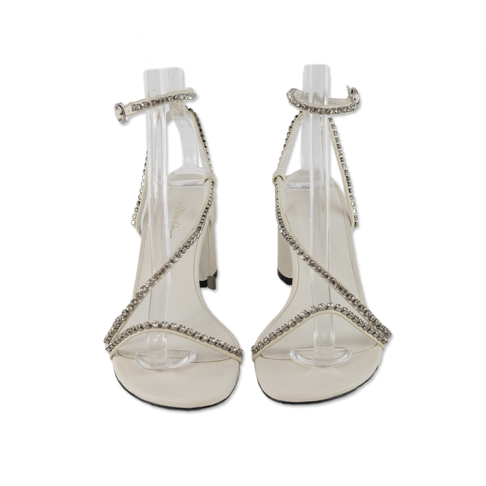 3.1 Phillip Lim White Leather Sandals with Crystal Embellished Straps