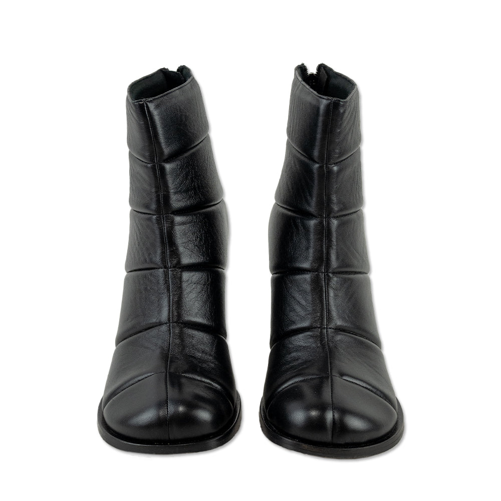 8 by Yoox Black Quilted Leather Ankle Boot