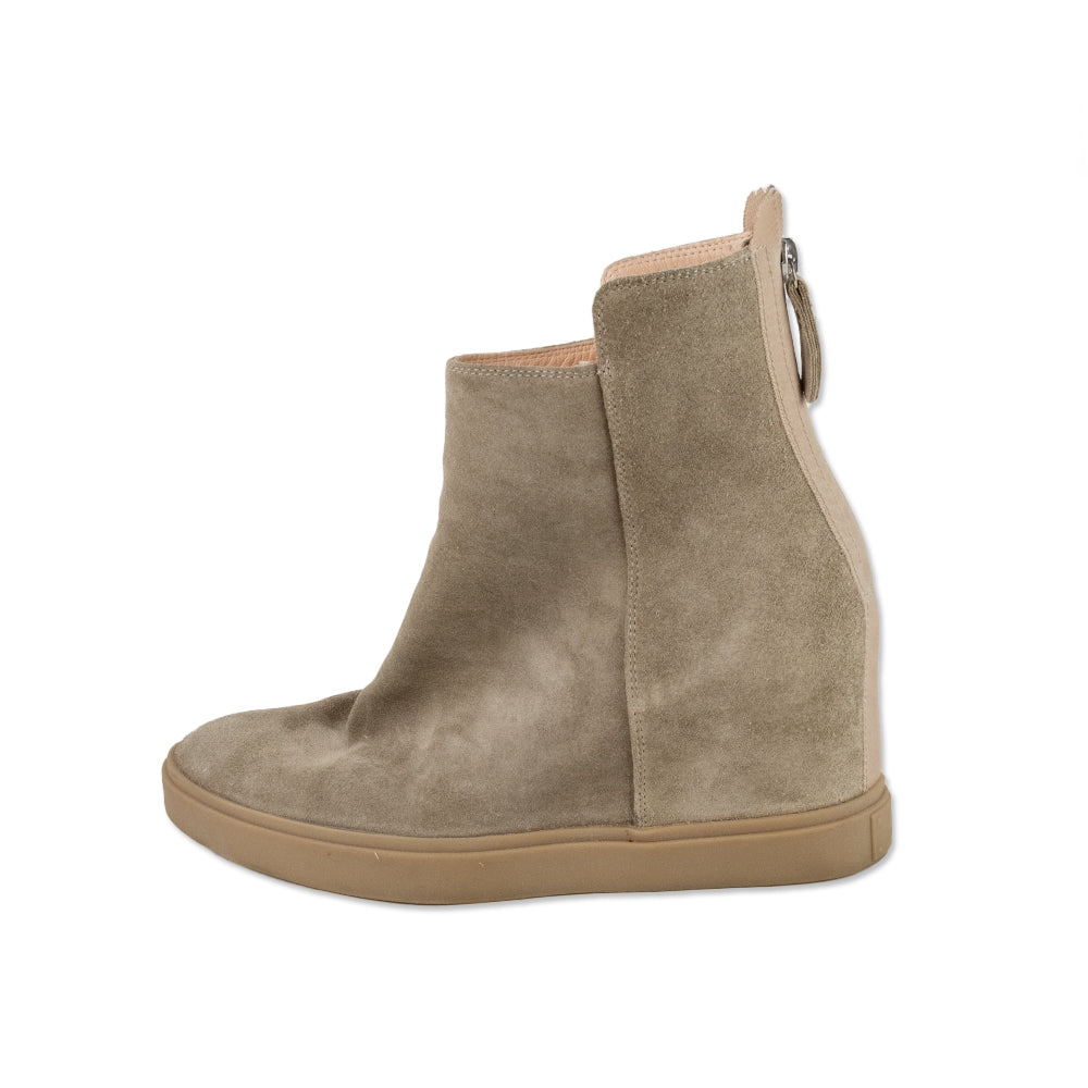 AGL Beige Suede Wedge Ankle Boots