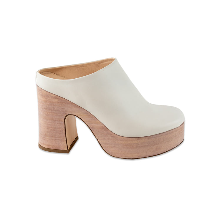 AGL Platform White Leather Mules