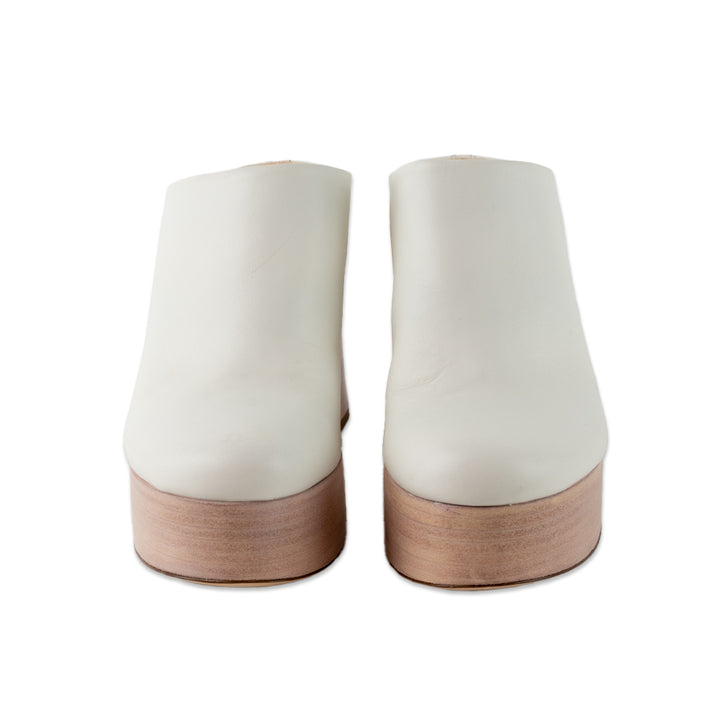 AGL Platform White Leather Mules