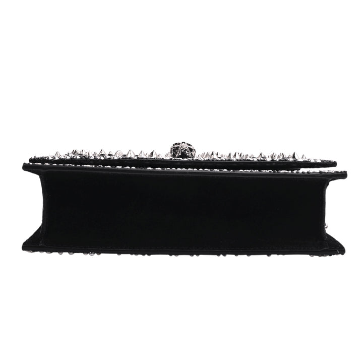 Alexander McQueen Black 
Silver Crystal Studded Skull Mini Bag