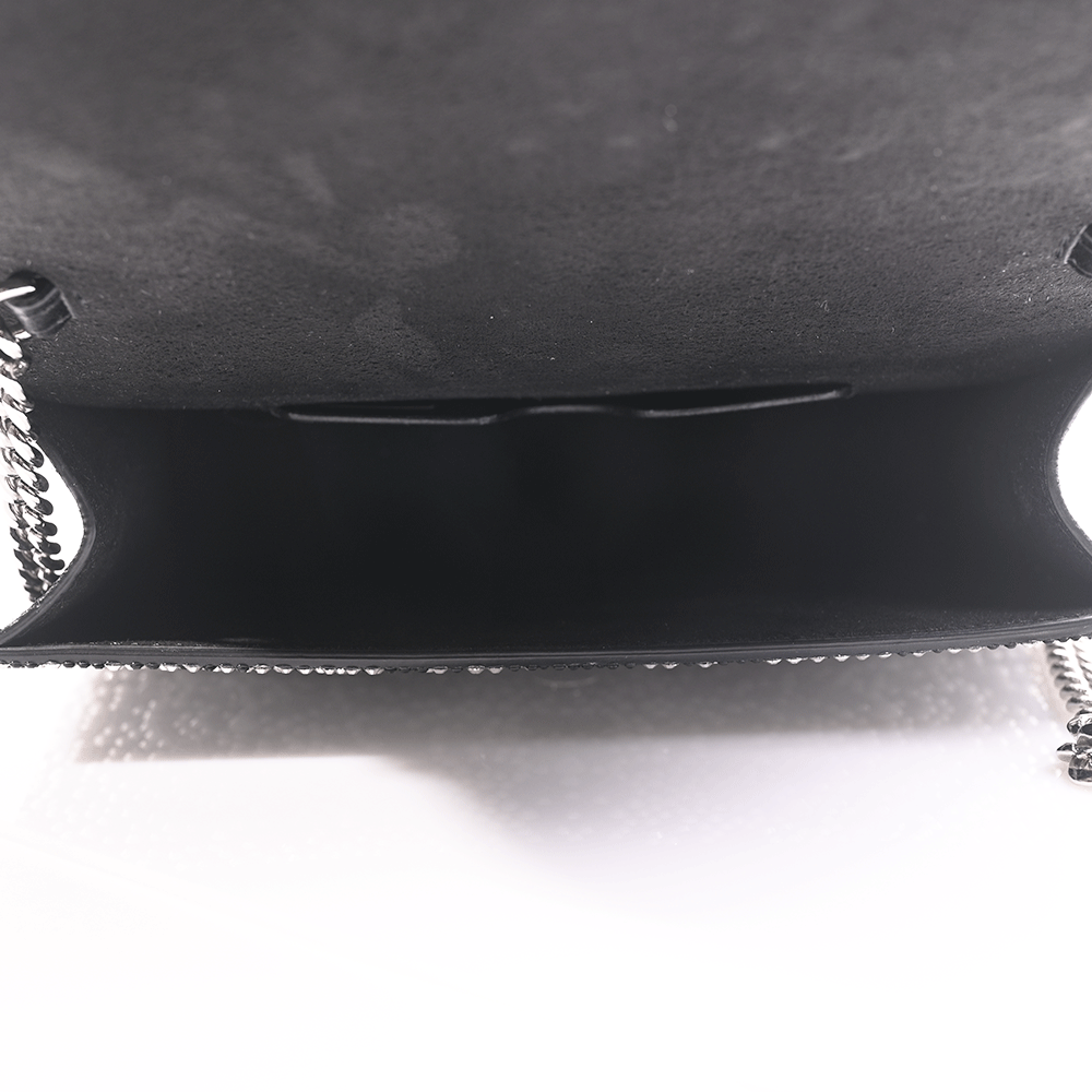 Alexander McQueen Black 
Silver Crystal Studded Skull Mini Bag