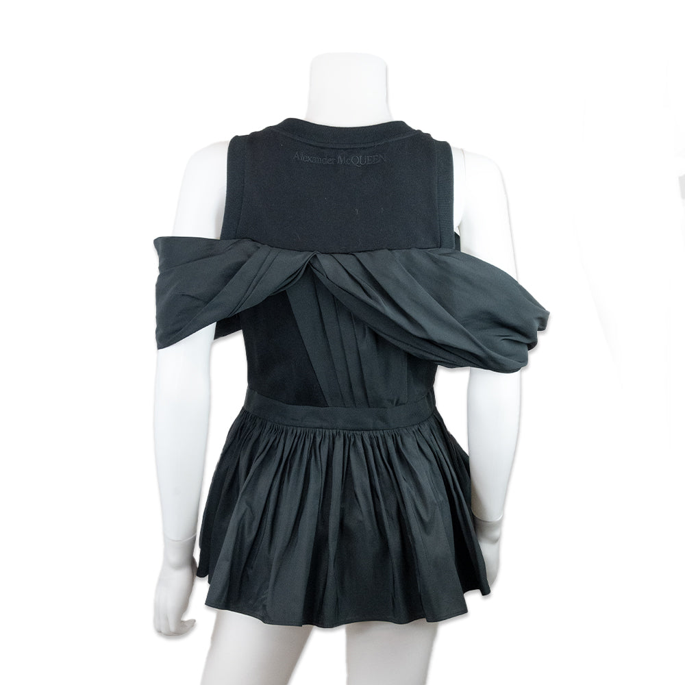 Alexander McQueen SS 2022 Black Cold Shoulder Peplum Top