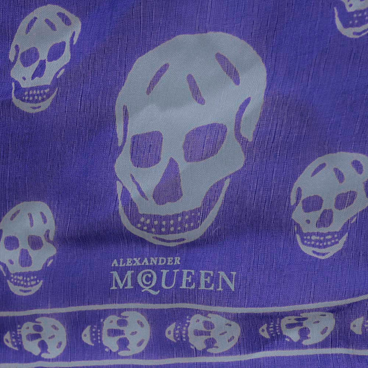 Alexander McQueen Sapphire Blue Silk Scull Scarf