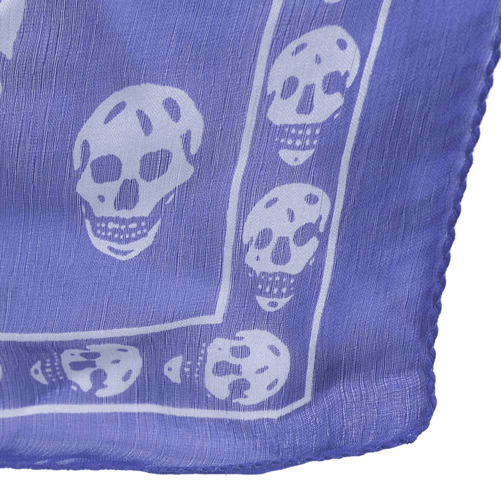 Alexander McQueen Sapphire Blue Silk Scull Scarf