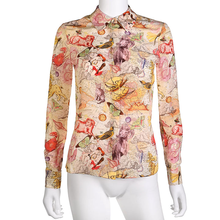 Alice 
Olivia Zodiac Love Silk Print Top