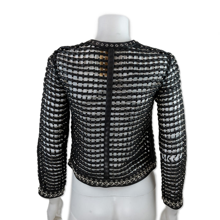 Alice 
Olivia Cut Out Leather and Studded Jacket