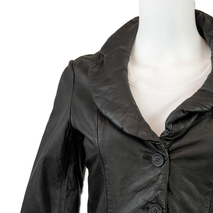 All Saints Black Textured Leather Blazer