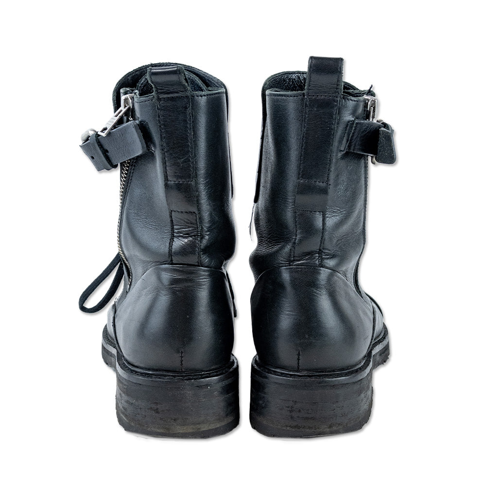 AllSaints Brigade Black Leather Biker Boots