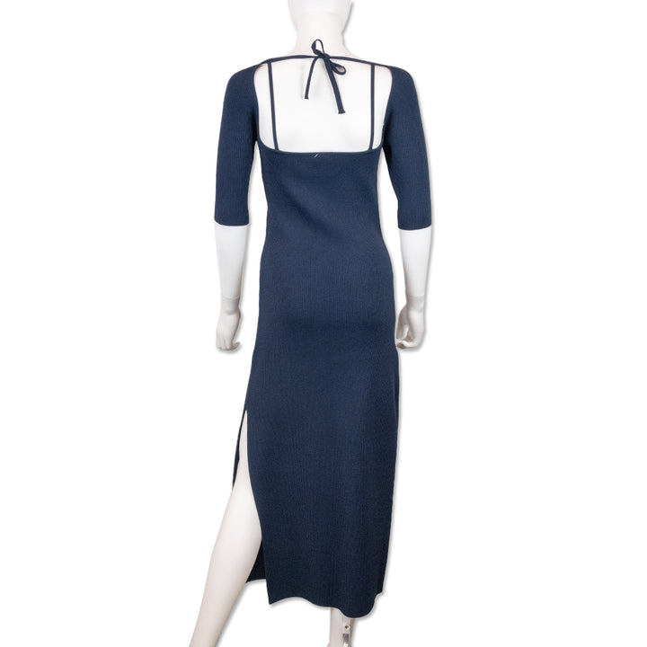 Altuzarra Blue Mareen Cutout Ribbed-Knit Maxi Dress