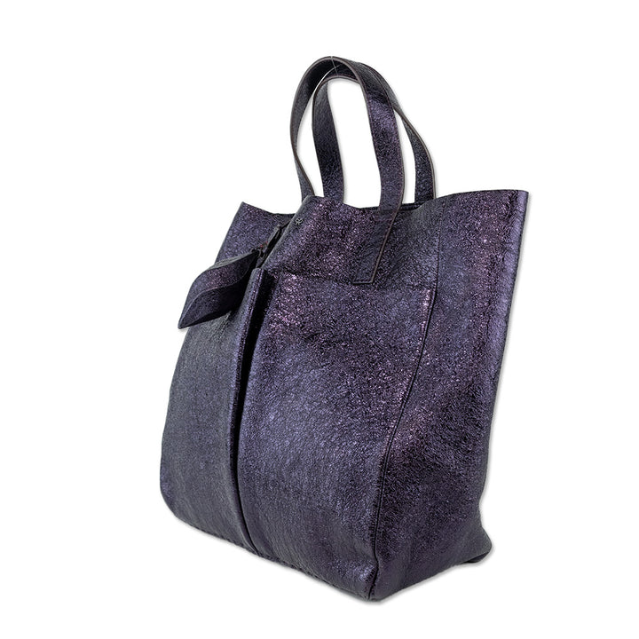 Anya Hindmarch Bits 
Bobs Metallic Purple Crinkle Patent Leather Tote