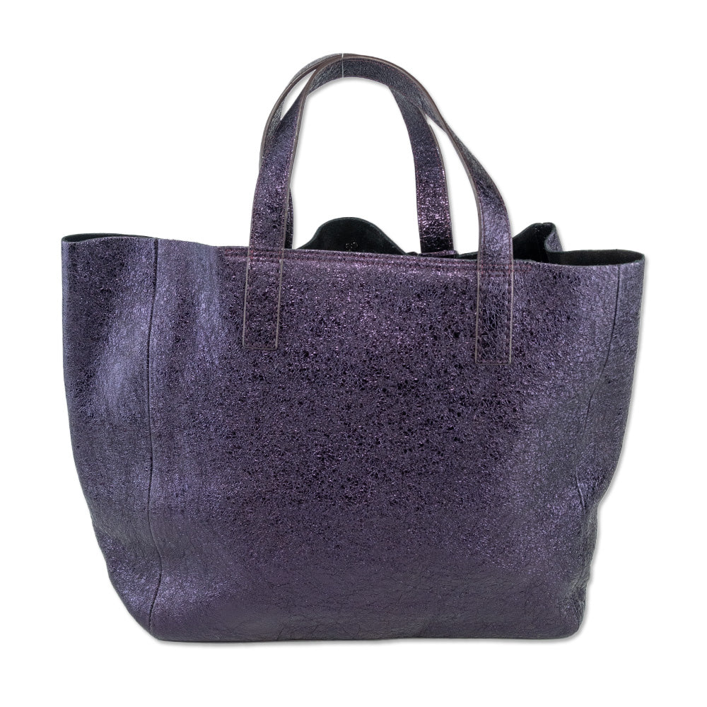 Anya Hindmarch Bits 
Bobs Metallic Purple Crinkle Patent Leather Tote