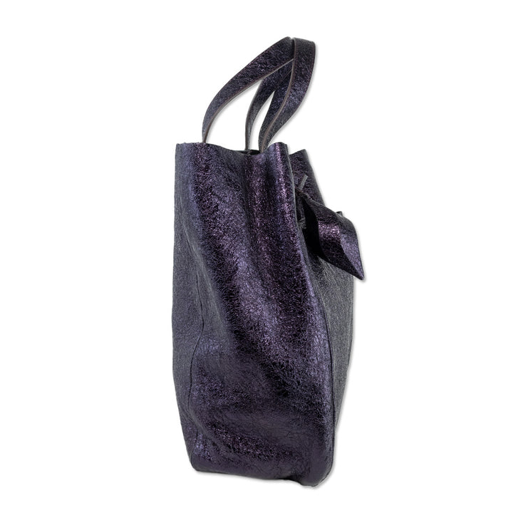 Anya Hindmarch Bits 
Bobs Metallic Purple Crinkle Patent Leather Tote