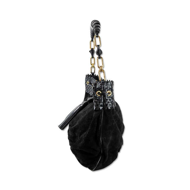 Anya Hindmarch Black Suede and Patent Leather Slouchy Tote