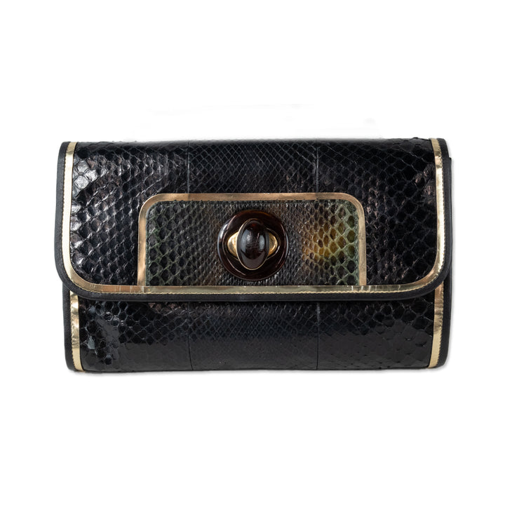 Anya Hindmarch Snake Skin and Gold Clutch