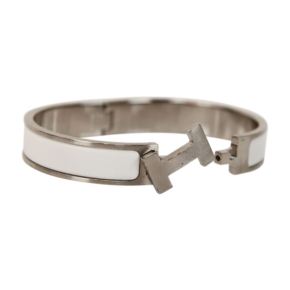 Hermès White Clic H Bracelet