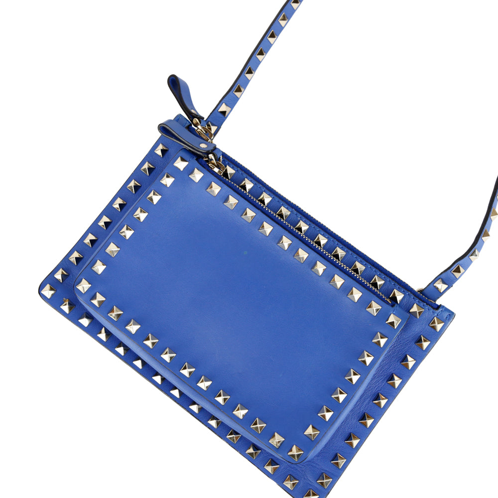 Valentino Blue Leather Rockstud Crossbody Bag