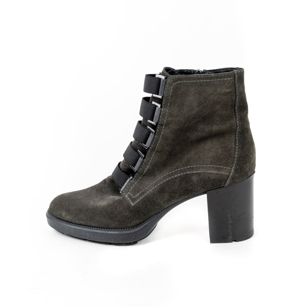 Aquatalia Brown Suede Heeled Combat Boots