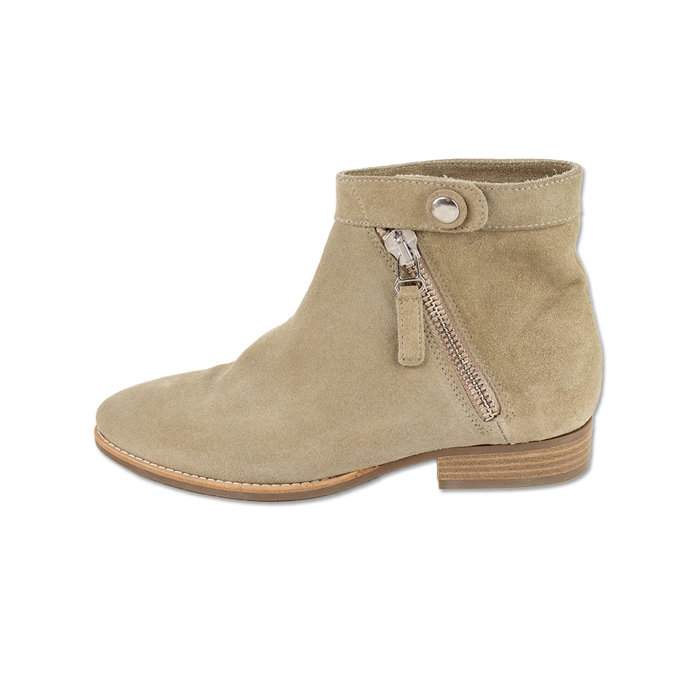 Aquatalia Pointed Toe Beige Suede Ankle Boot