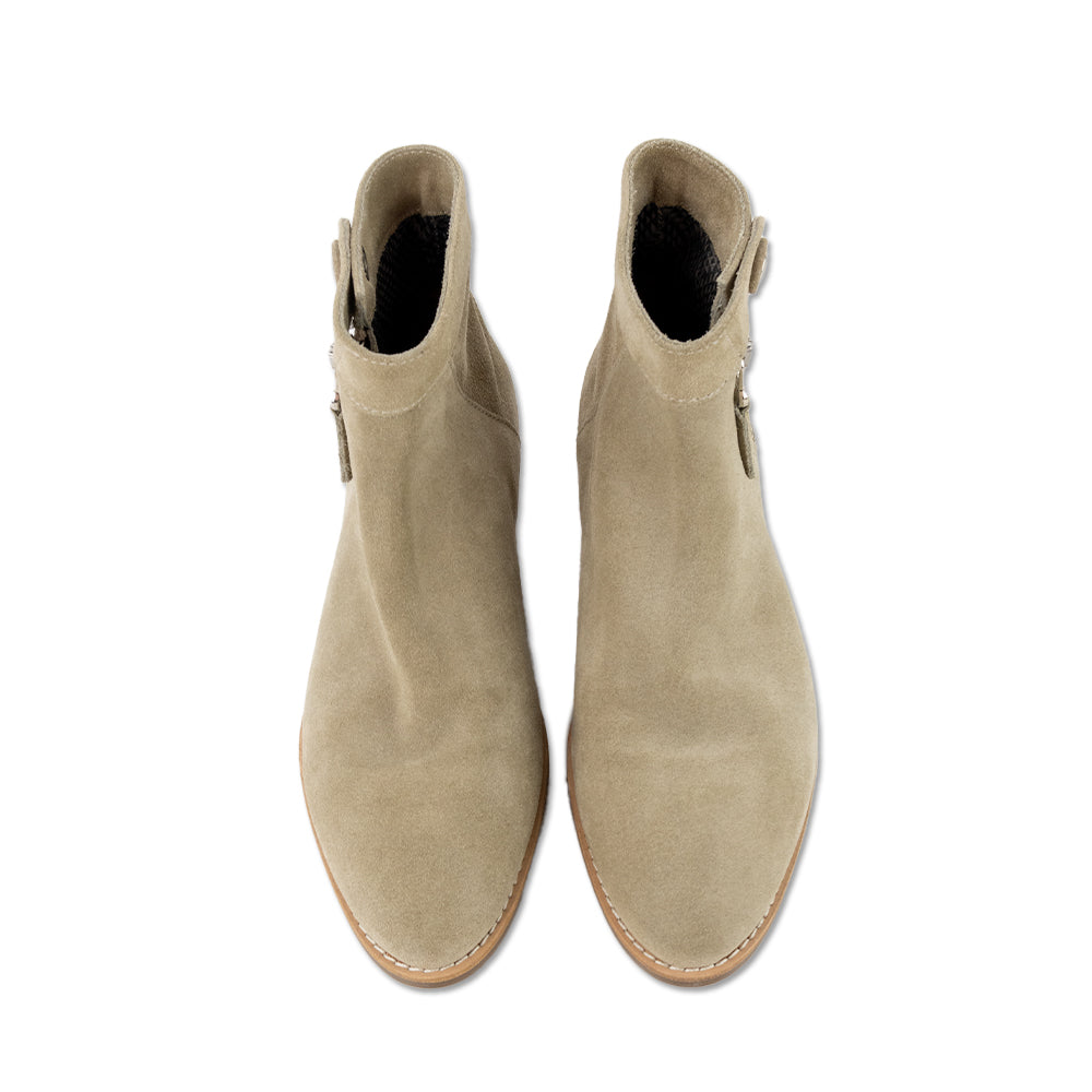 Aquatalia Pointed Toe Beige Suede Ankle Boot