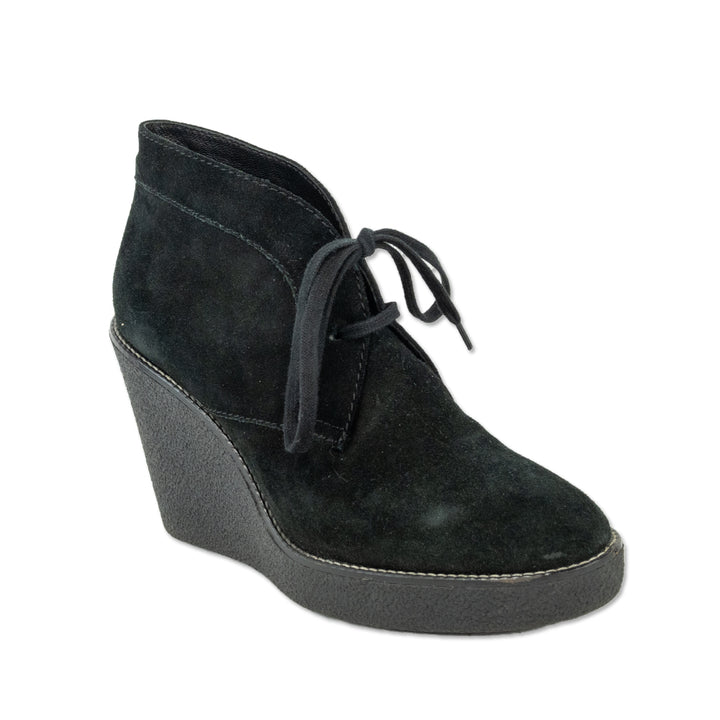 Aquatalia Vianna Black Suede Wedge Booties