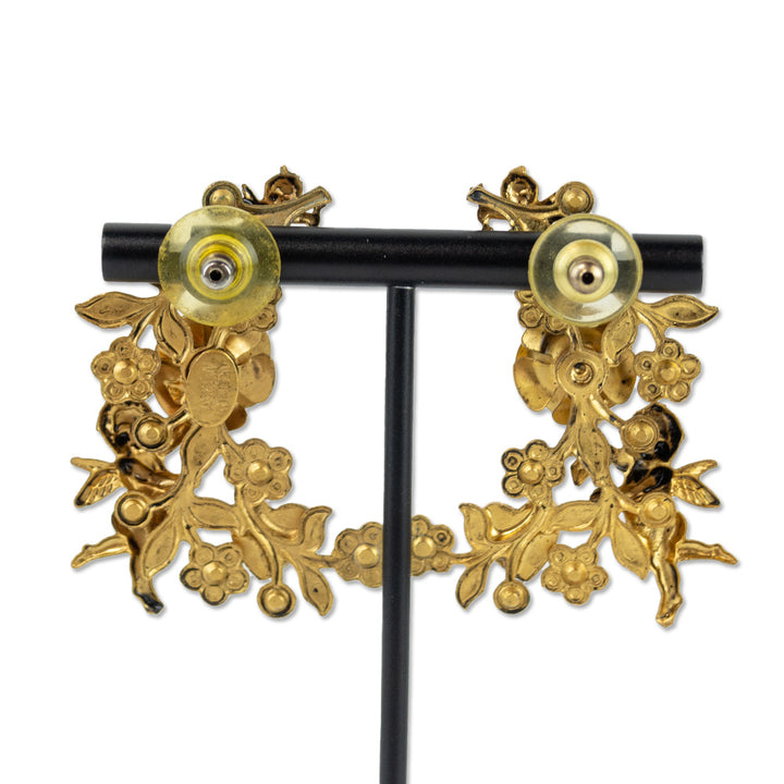 Askew London Gold Rose Cherub Earrings