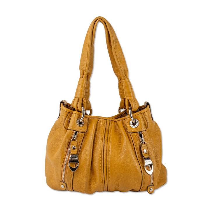 B. Makowsky Durango Mustard Yellow Leather Tote