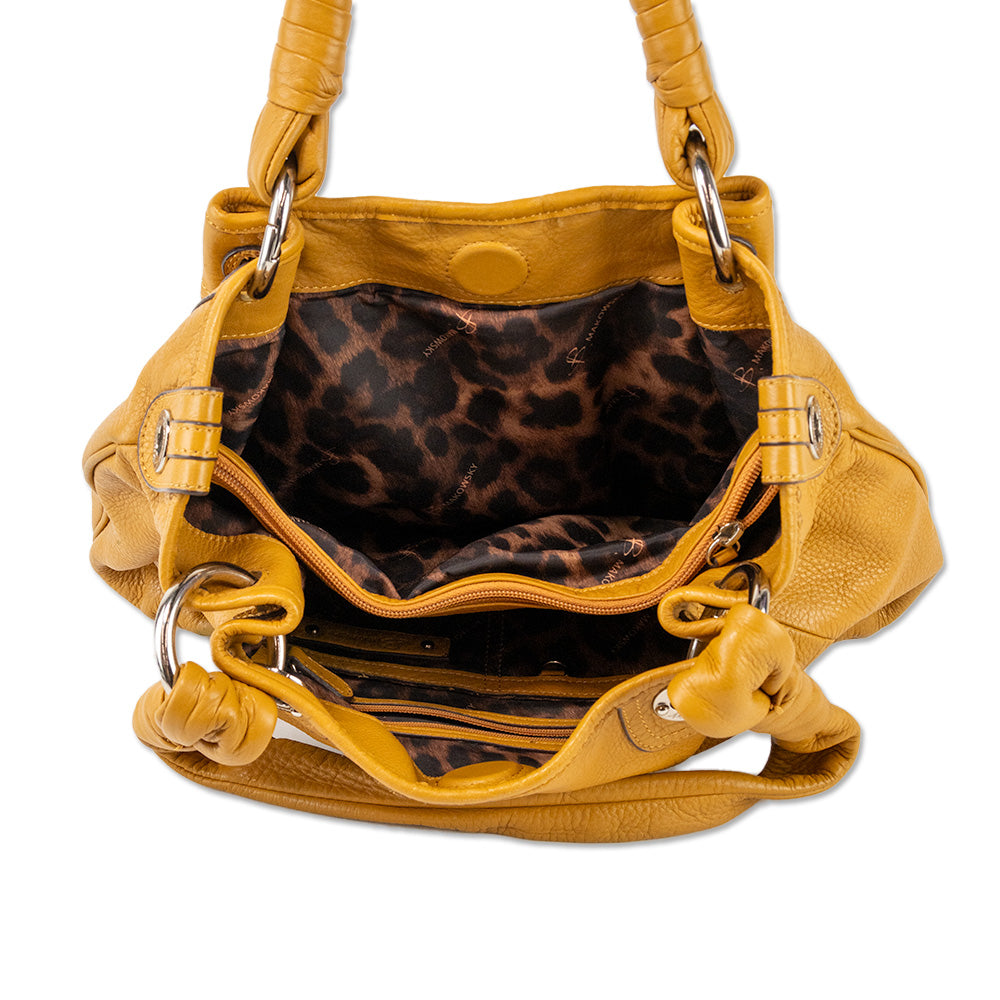 B. Makowsky Durango Mustard Yellow Leather Tote