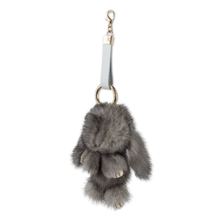 Sable Fur Gray Rabbit Keychain