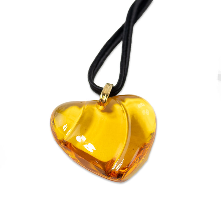 Baccarat Amber Glass Heart Necklace