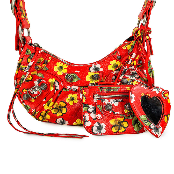 Balenciaga Le Cagole XS Floral Print Shoulder Bag