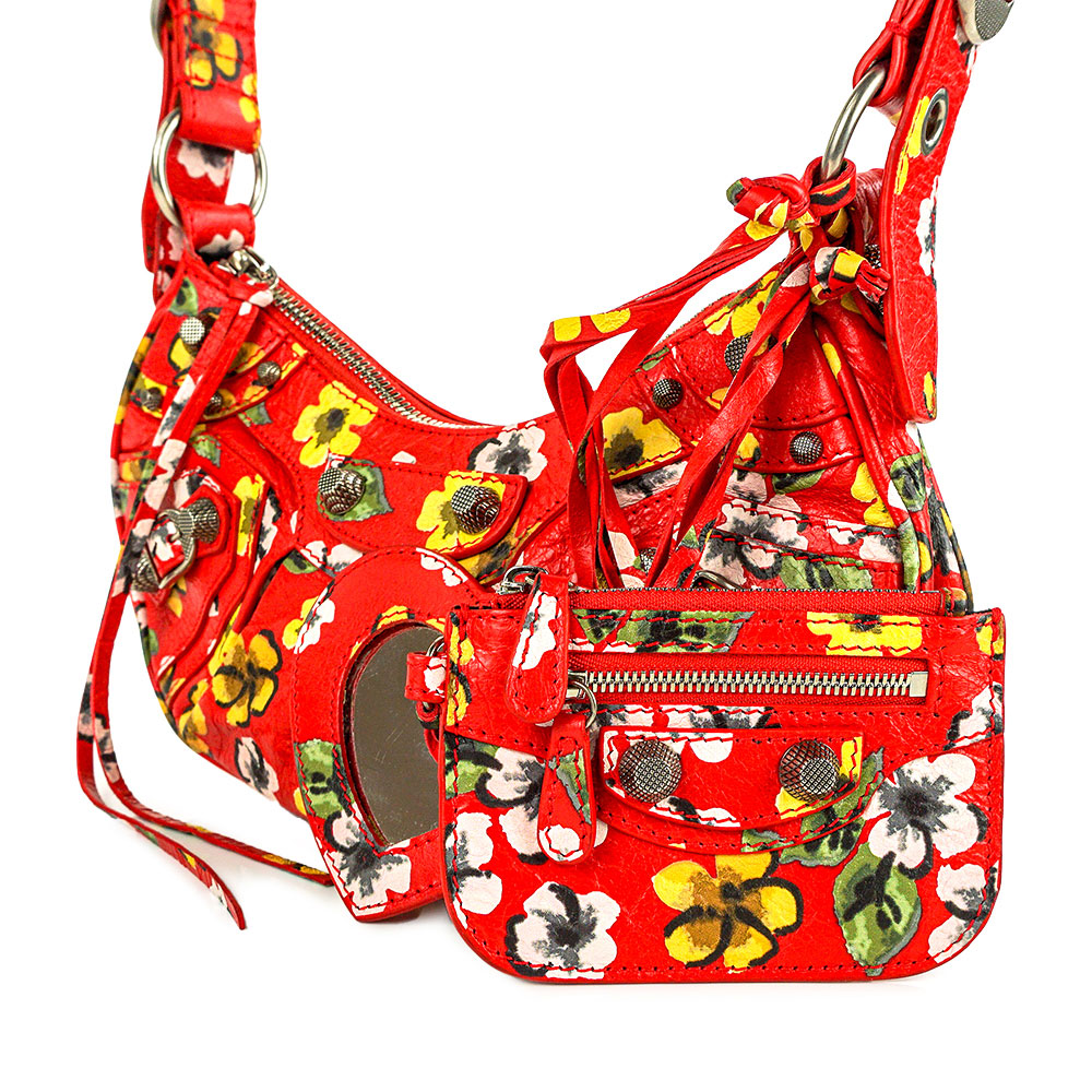 Balenciaga Le Cagole XS Floral Print Shoulder Bag