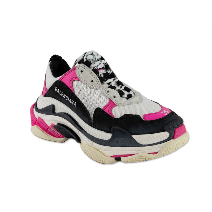 Balenciaga Tri Color Leather And Mesh Triple S Sneaker