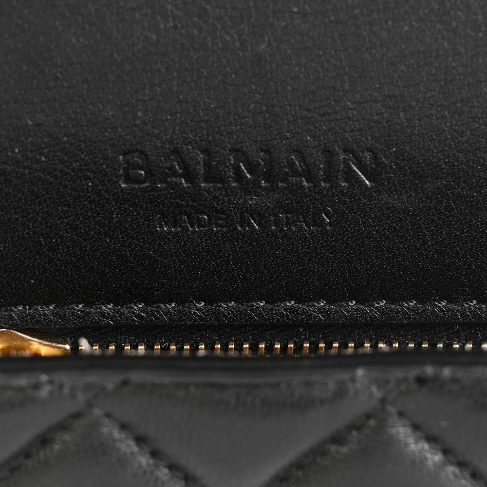 Balmain Black Quilted Leather Clutch