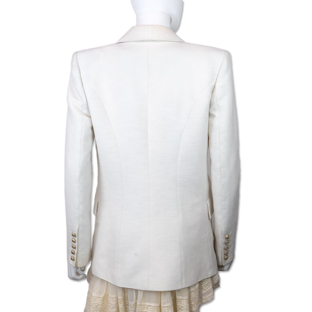 Balmain White Cotton Double-Breasted Blazer