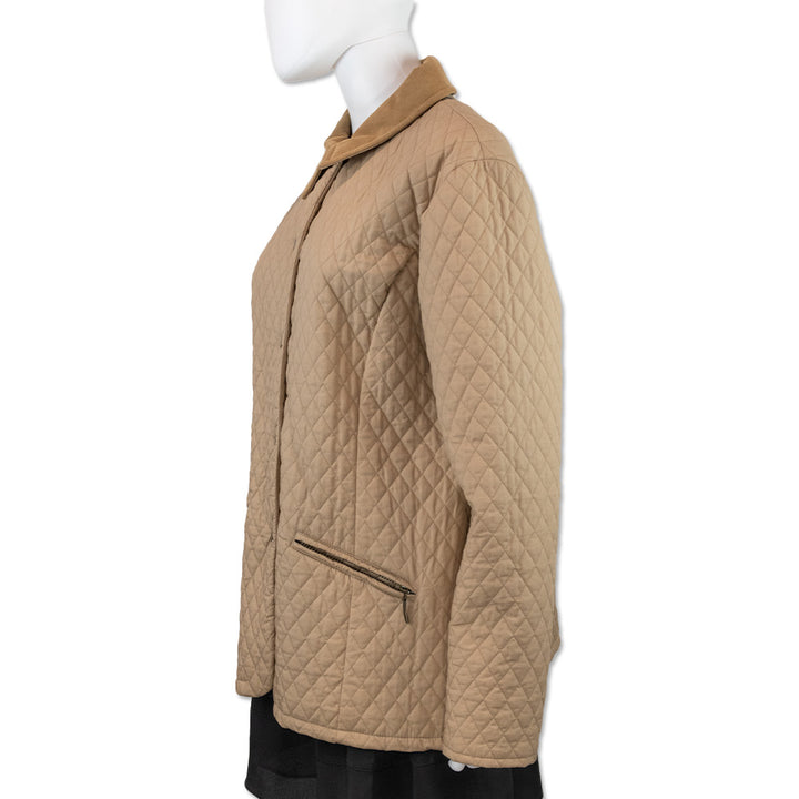 Barbour Beige Quilted Suede-Collar Jacket