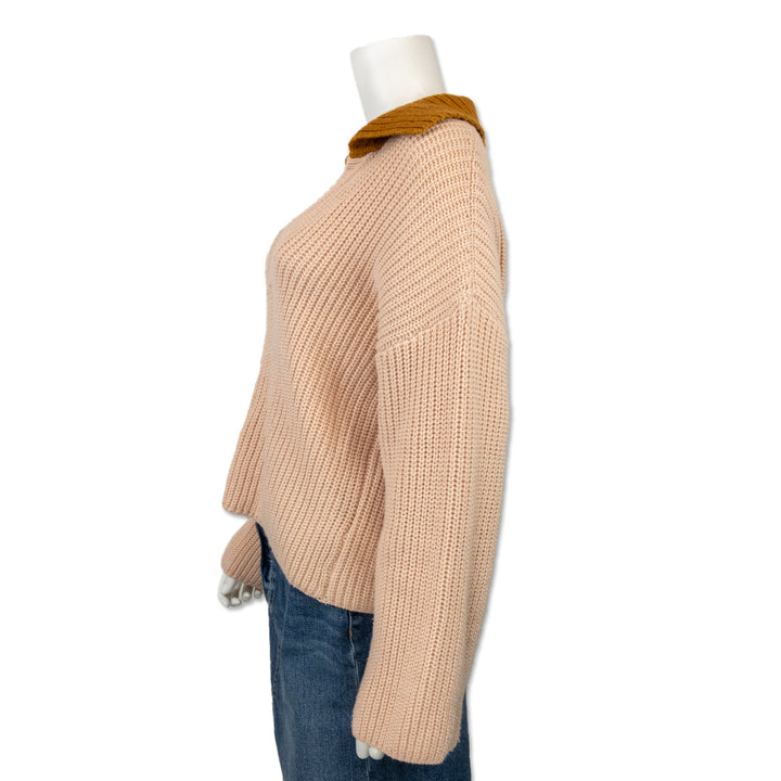 Baum Und Pferdgarten Pink and Orange V- Neck Cable Knit Sweater