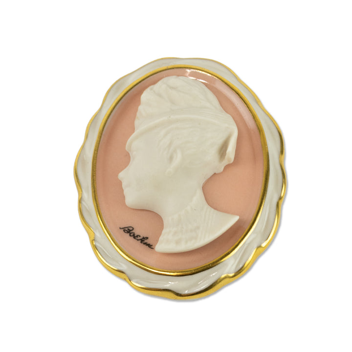 Boehm Pink Porcelain Cameo Brooch