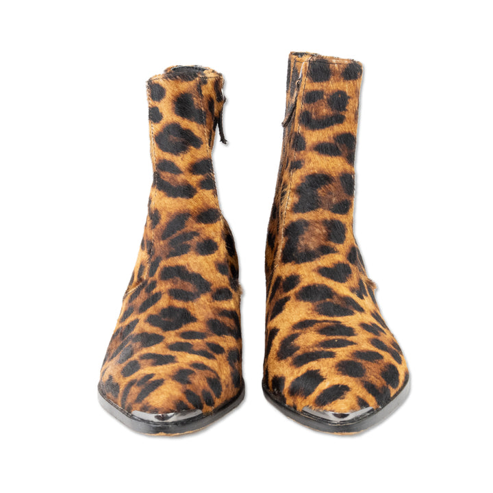 Botkier Animal Print Calf Hair Pointed Toe Ankle Boots