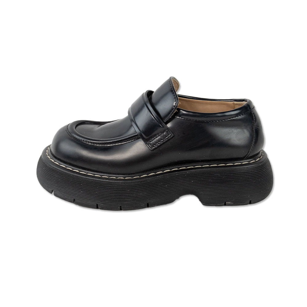 Bottega Veneta Black Leather Swell Loafers