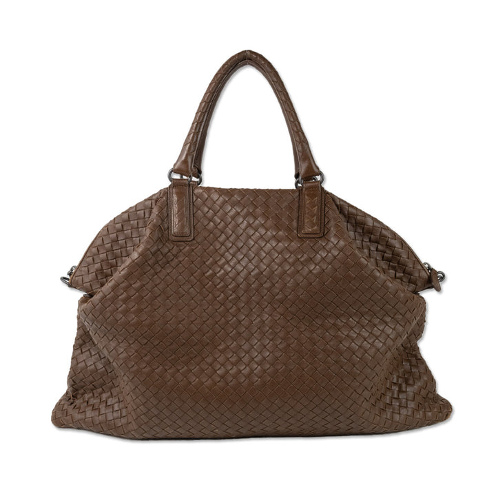 Bottega Veneta Brown Leather Intrecciato Maxi Top Handle