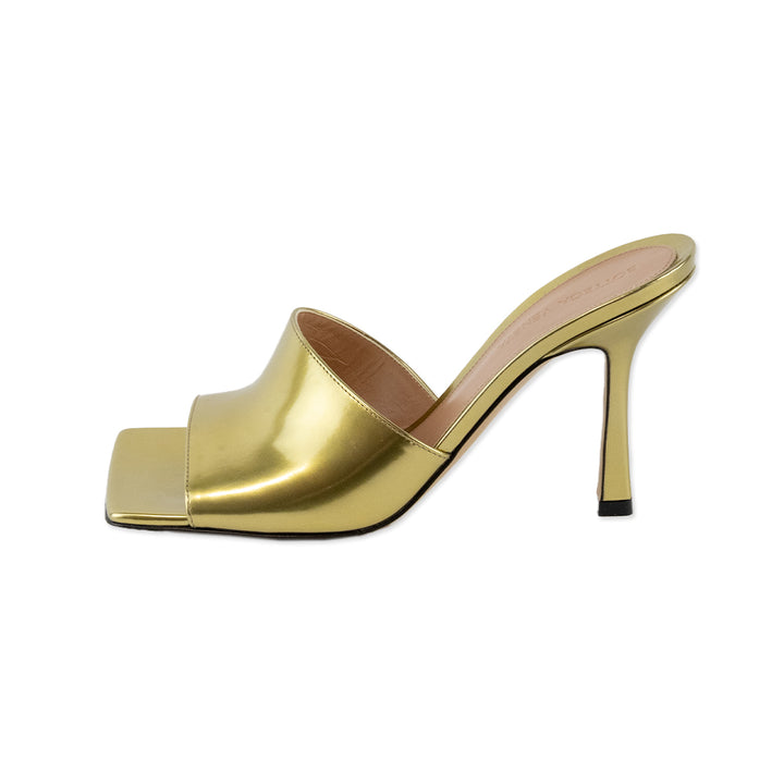 Bottega Veneta Gold Leather Stretch Mule