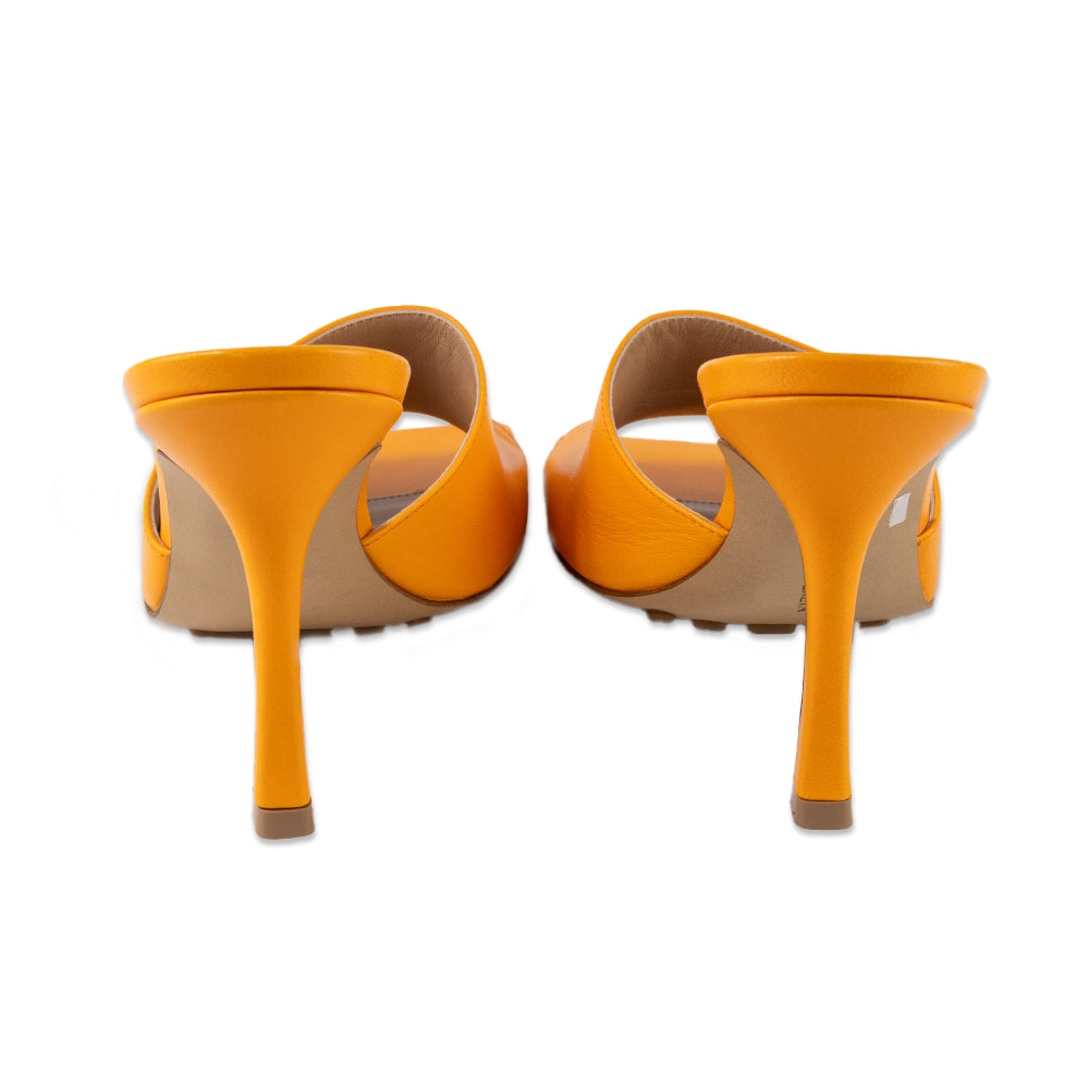 Bottega Veneta Orange Leather Stretch Mule