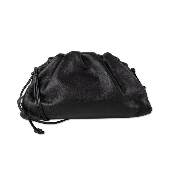 Bottega Veneta "The Pouch" in Black Pleated Leather