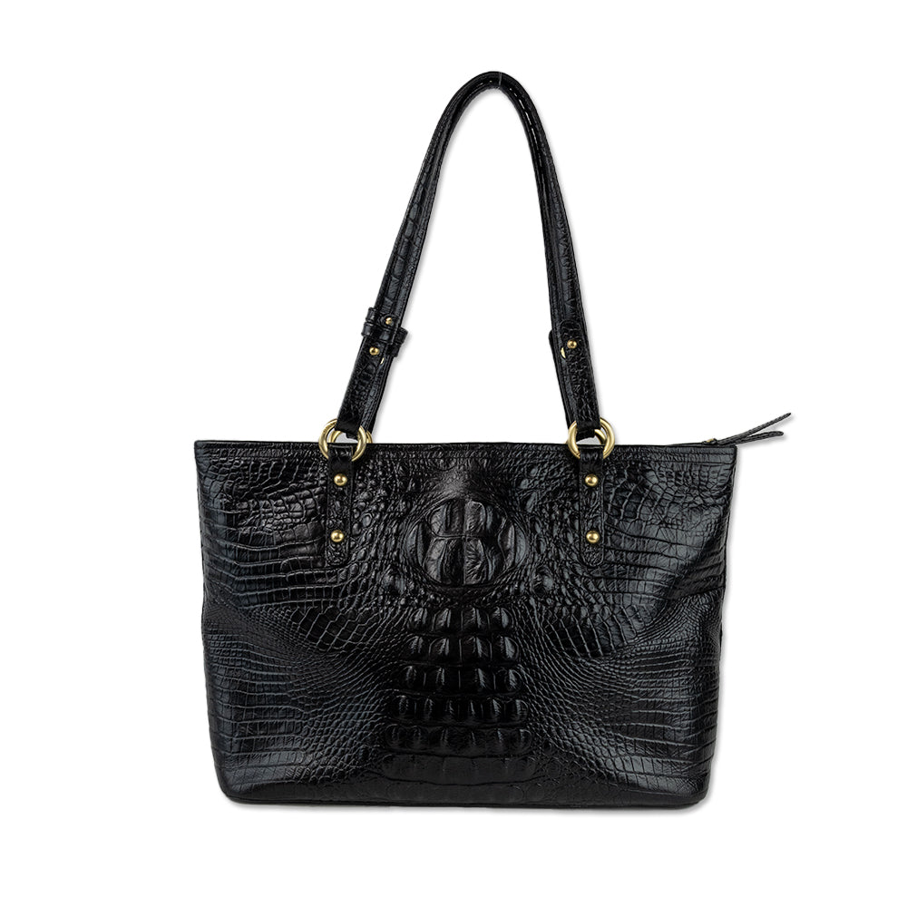 Brahmin Black Embossed Leather Tote