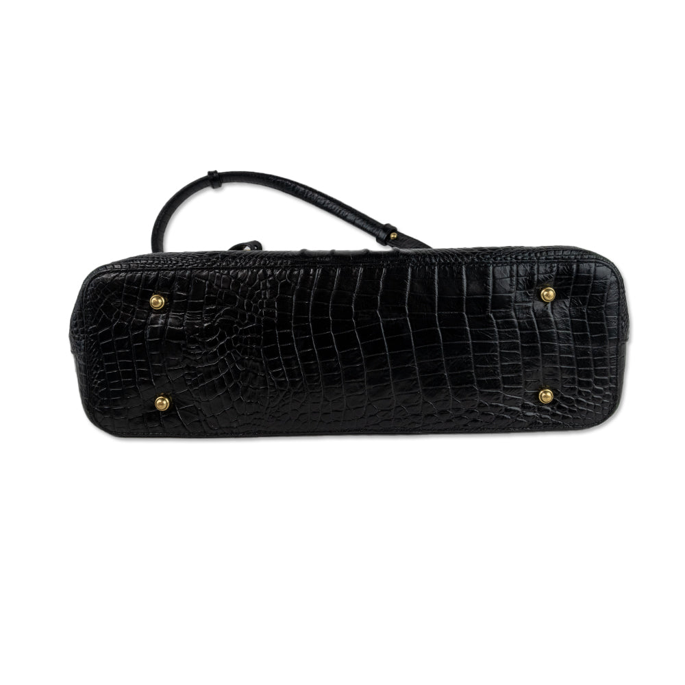 Brahmin Black Embossed Leather Tote