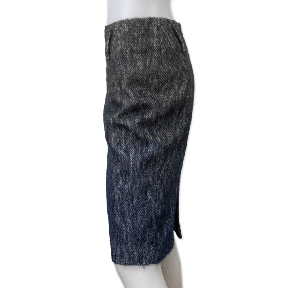 Brunello Cucinelli Blue Ombre Mohair Midi Skirt