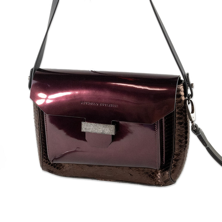 Brunello Cucinelli Burgundy Python Trim Crossbody